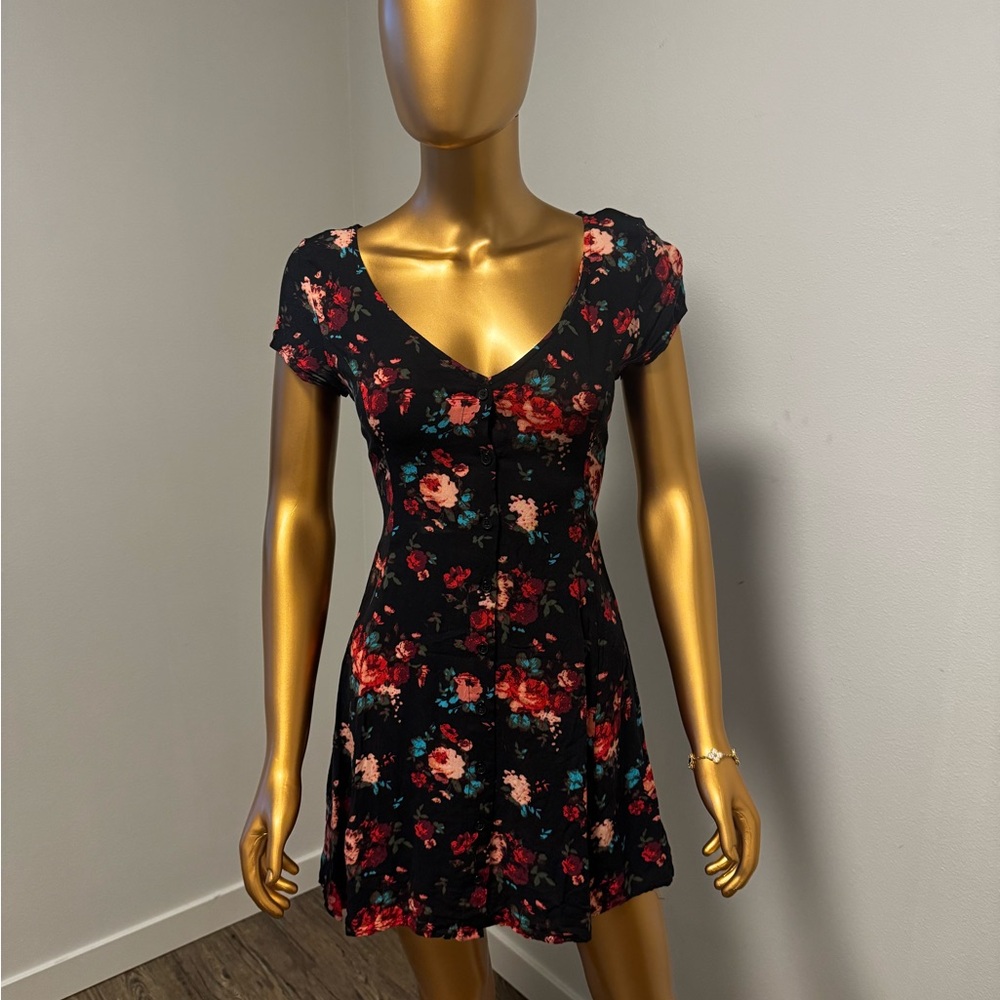 Hollister Black Floral Mini Dress